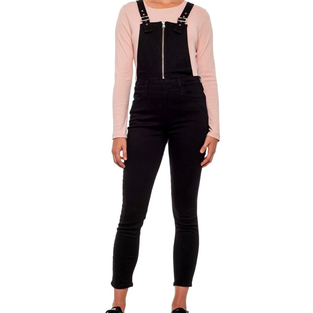 Levi's Skinny Black Stretch Overalls Buckle Detail Adjustable Straps Size 29